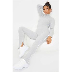 Grey Sports Stripe High Neck Jumpsuit